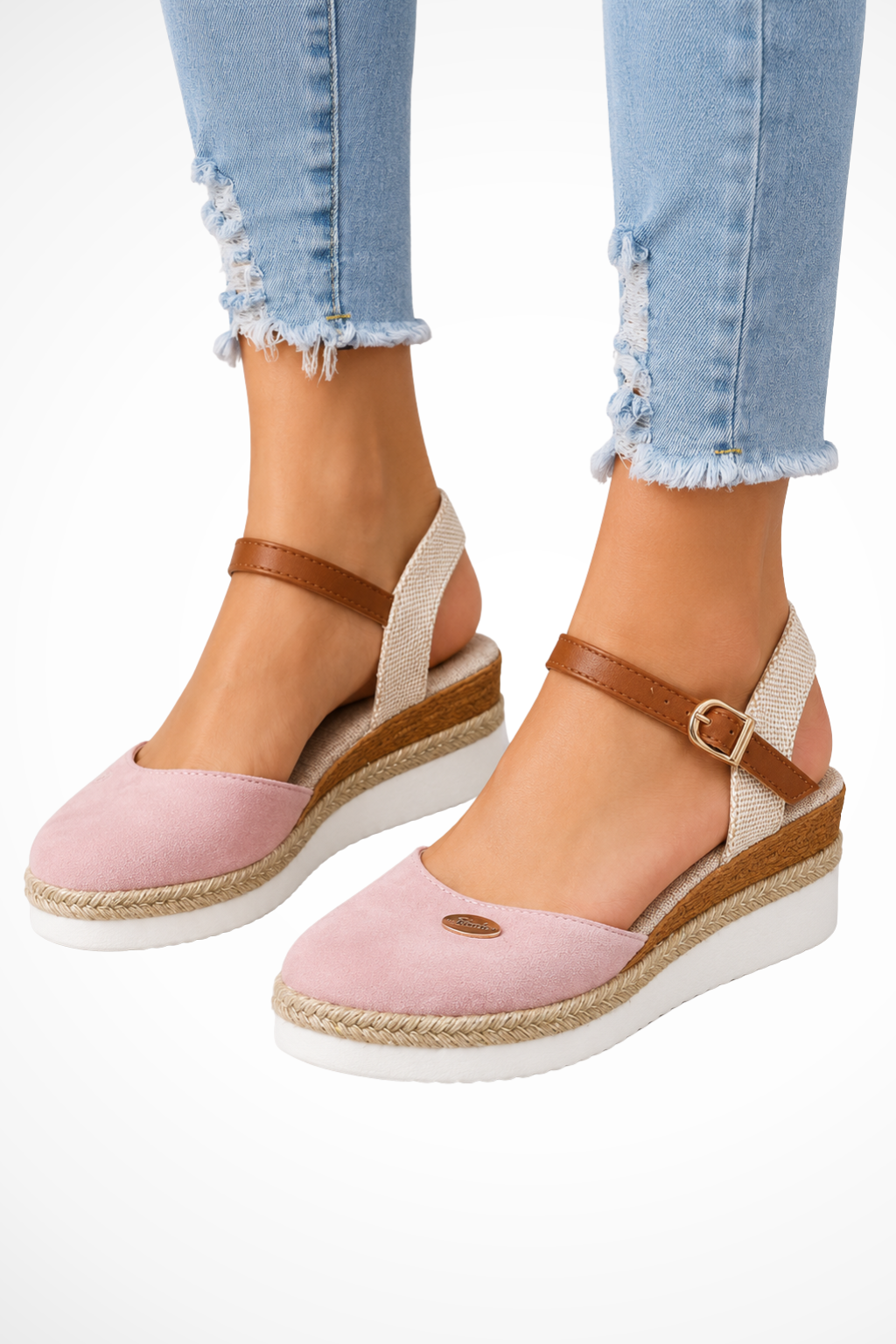 Closed toe women's espadrille wedges featuring a secure ankle strap, ideal for fashion footwear & summer style.