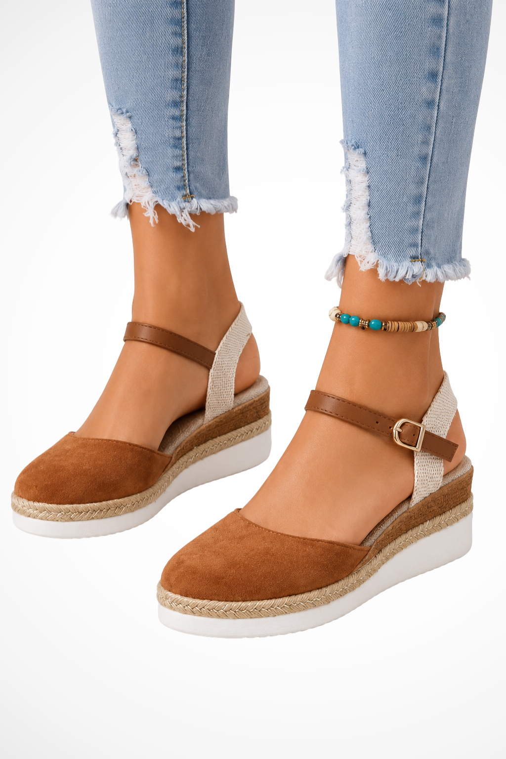 Versatile women's closed toe espadrille wedges, an elegant ankle strap shoe for both casual chic and dressy occasions.