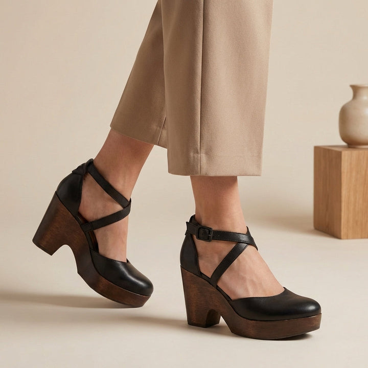Women's closed toe platform wedge sandals with ankle strap