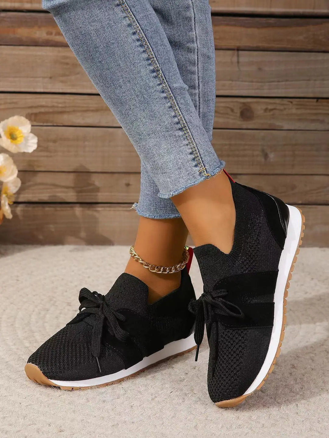 White women's lightweight walking sneakers, breathable mesh for comfort and casual active style.