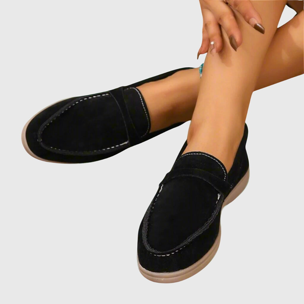 Comfortable women's orthopaedic loafers, a stylish slip-on flat shoe designed for everyday wear and foot support.
