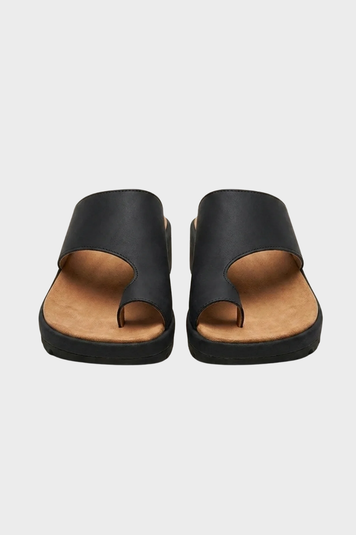 Women's comfort orthopedic toe-post sandals with arch support.