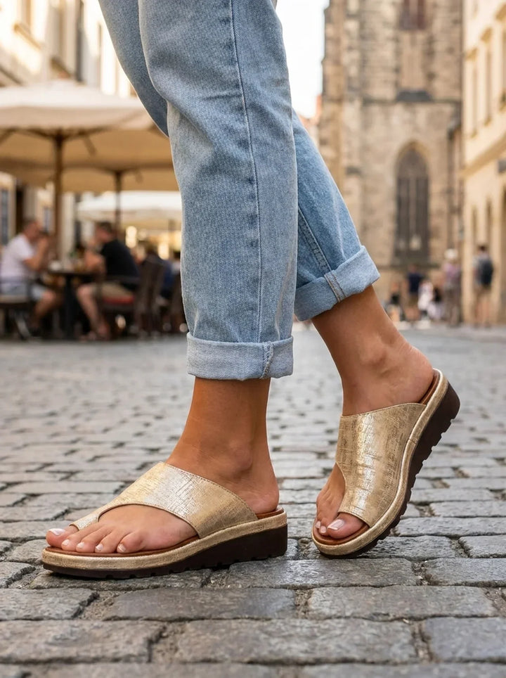 Premium women's comfort toe-post sandals with strong arch support for orthopedic wear.