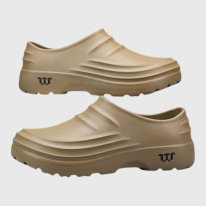 Beige women's comfortable sandals with arch support, perfect flexible summer footwear for daily wear.