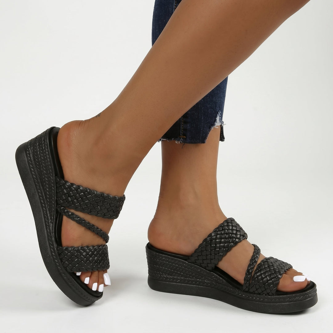 Stylish women's braided sandals, perfect for summer casual outfits & comfort.