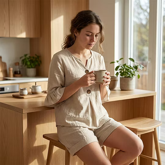 Women's casual two-piece set with a relaxed fit, perfect for comfortable lounging and everyday style.