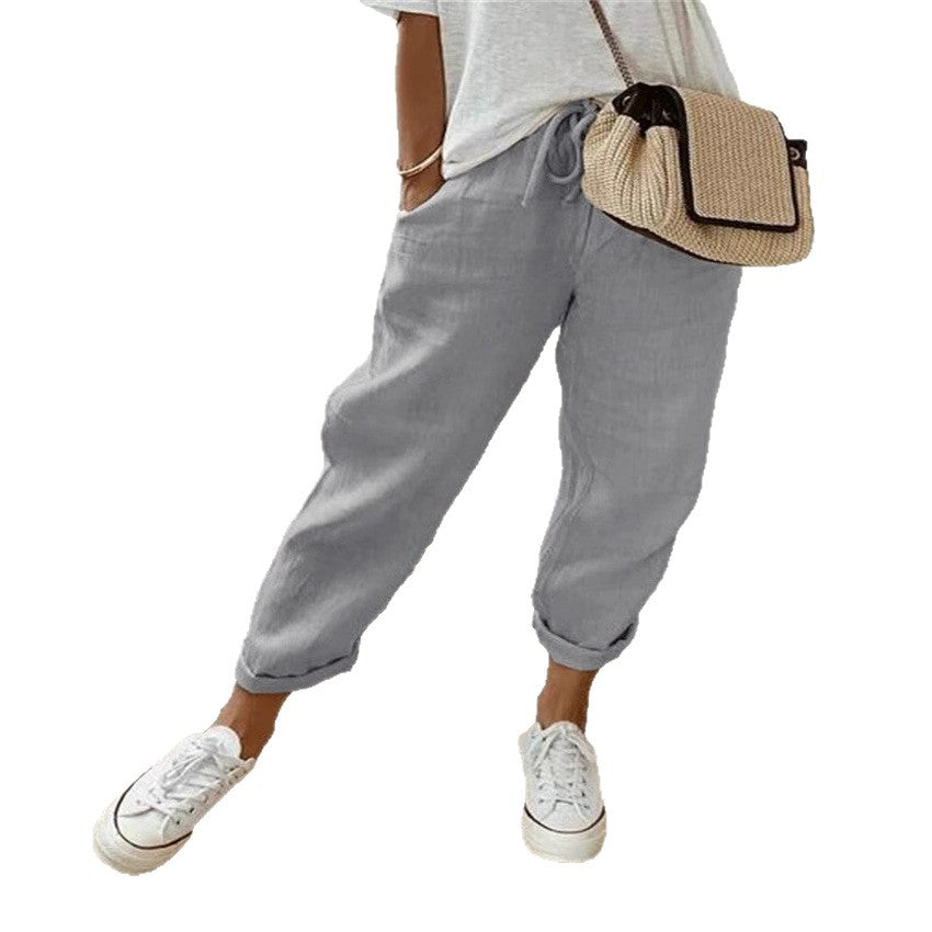 Women's breathable chino pants, comfortable elastic waistband for active days.
