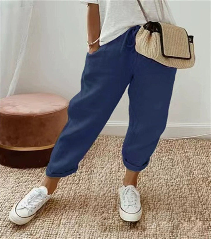 Easy-to-wear women's casual pants, soft chinos with a stretchy elastic waist.