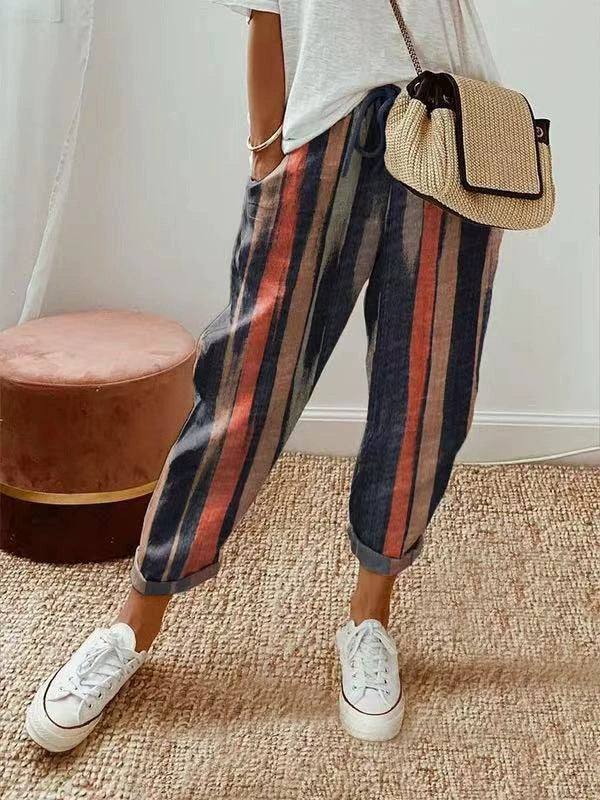 Chic women's casual pants, elastic waist chinos ensuring maximum comfort.