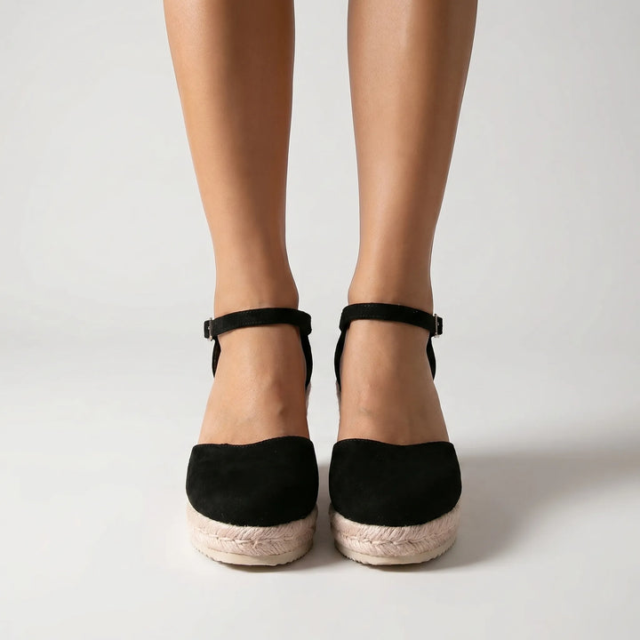 Elegant women's comfort closed toe wedge sandals with ankle strap, ideal for day to night summer fashion.