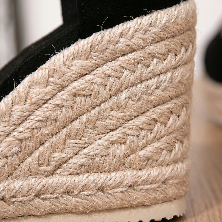 Platform closed toe wedge sandals for women, featuring a comfortable design and adjustable ankle strap for summer.