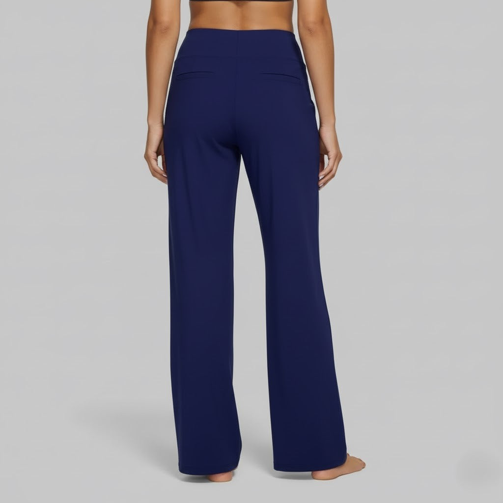 Flexible women's stretch pants, offering soft comfort and easy casual everyday wear.