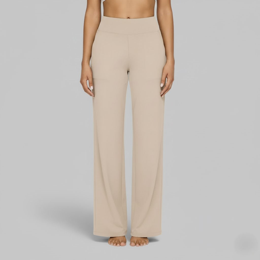 Flexible women's stretch trousers, great for travel, work, or casual outings.