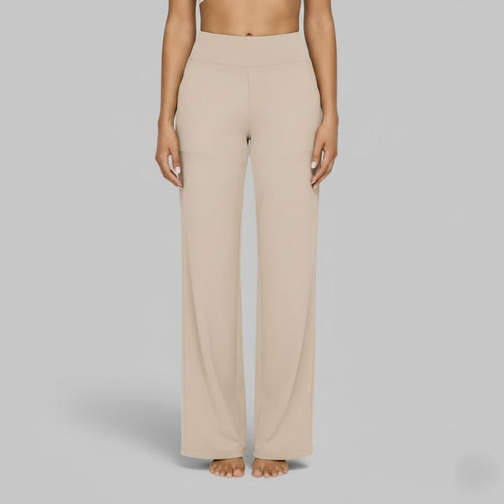Flexible women's stretch trousers, great for travel, work, or casual outings.
