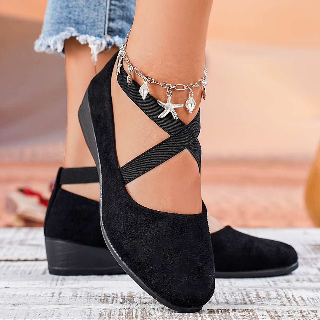Royal blue comfortable flat wedge sandals for women, ideal for casual and dressy summer occasions.