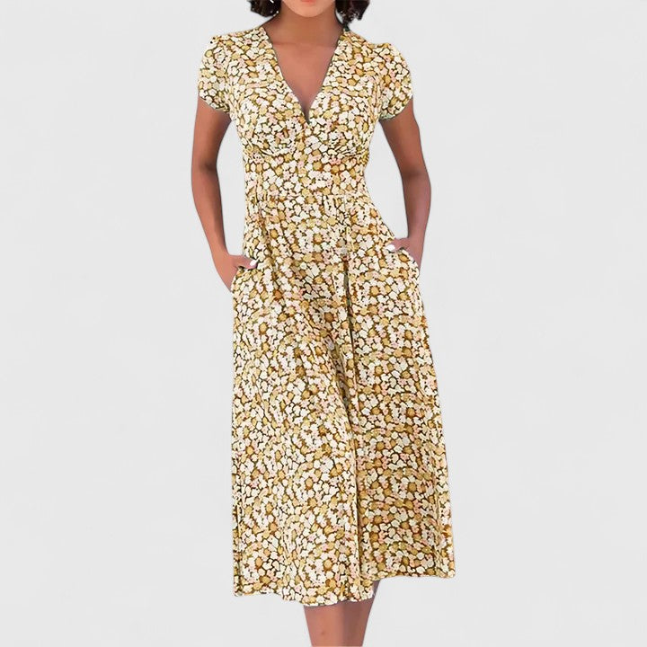 Flattering women's versatile midi dress, ideal for day, party, or casual wear; comfortable and flowy fashion.