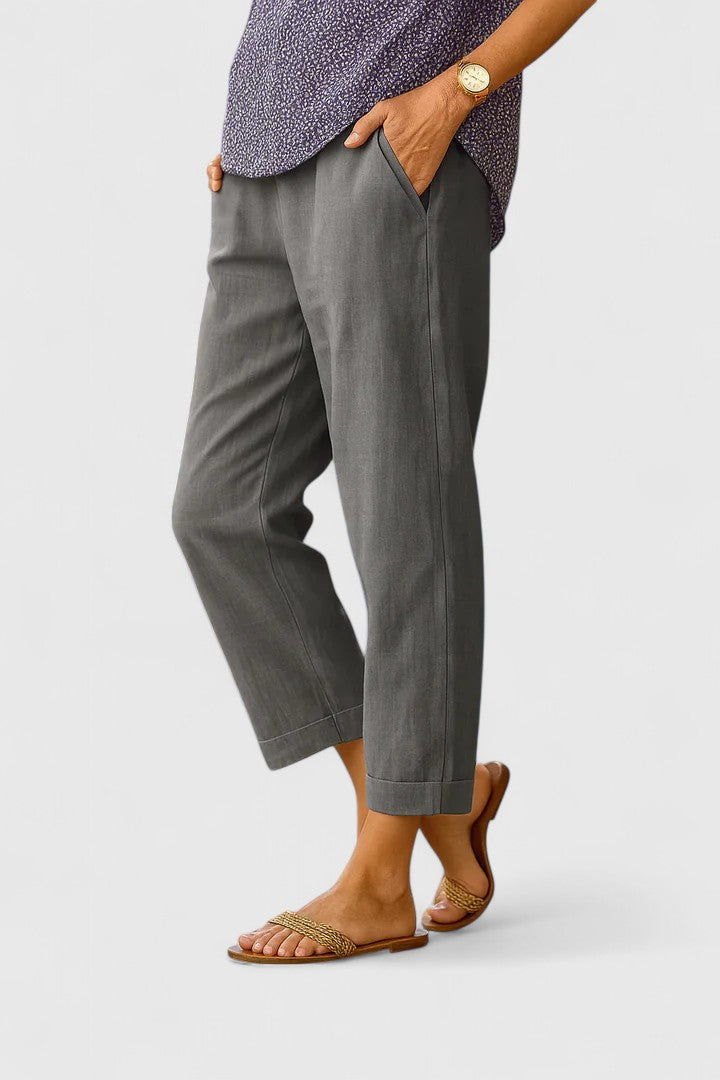 Comfortable ladies flowy straight leg pants, ideal for warm weather and relaxed casual wear.
