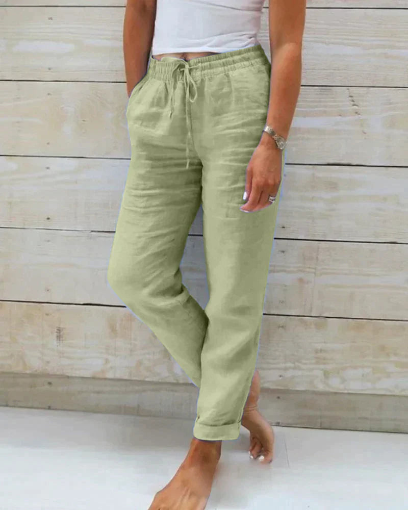 Comfortable women's flowy wide-leg summer pants, perfect for casual warm-weather fashion and everyday versatility.