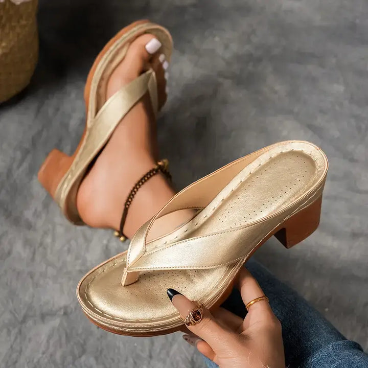 Women's comfortable heeled sandals, premium design for all-day wear. Elegant block heel summer shoes.