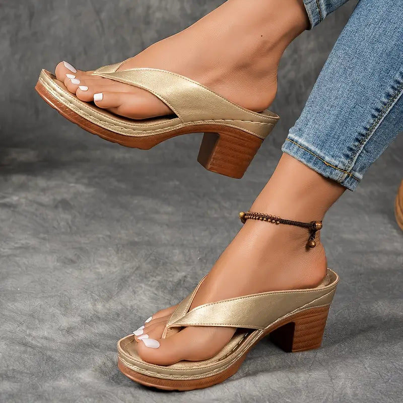 Premium women's heeled sandals featuring a sturdy, comfortable block heel. Perfect elegant summer footwear.