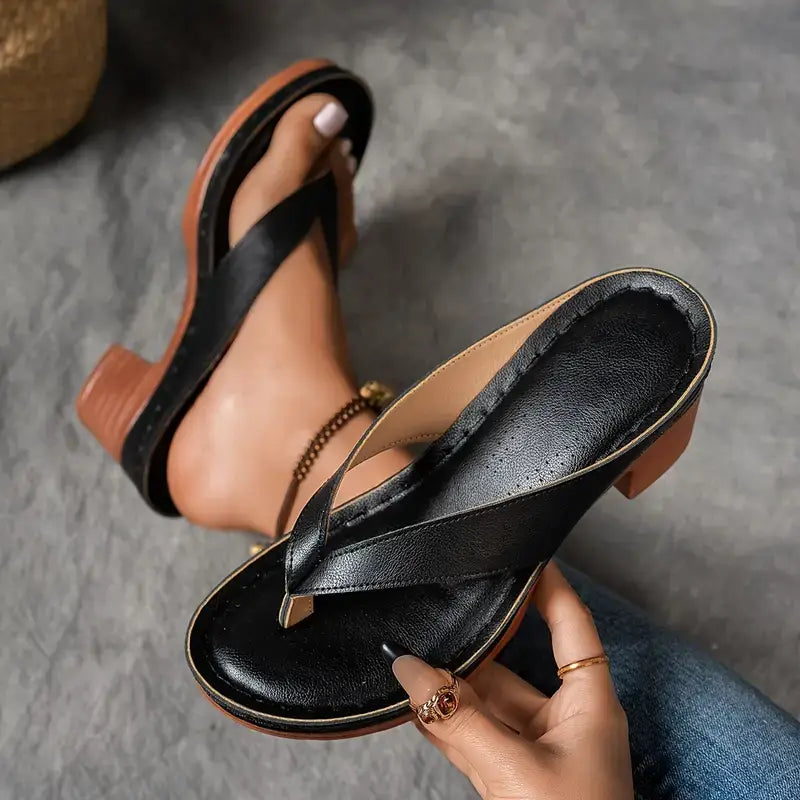 Premium women's comfortable heeled sandals, elegant design & block heel. Versatile summer dress footwear.