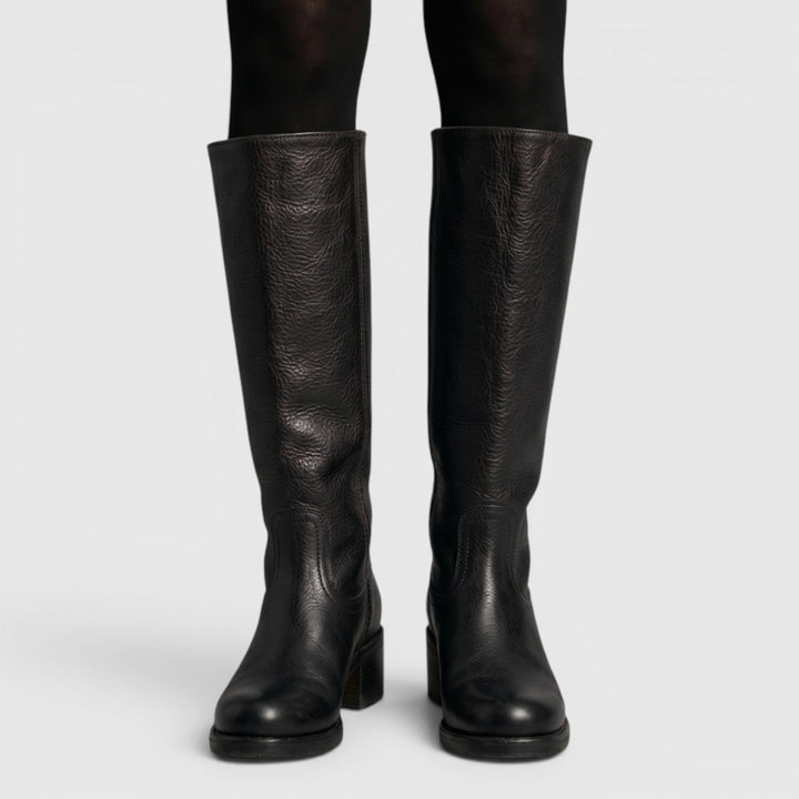 Chic women's mid-calf orthopaedic fall boots with a comfortable block heel, ideal for autumn daily wear.