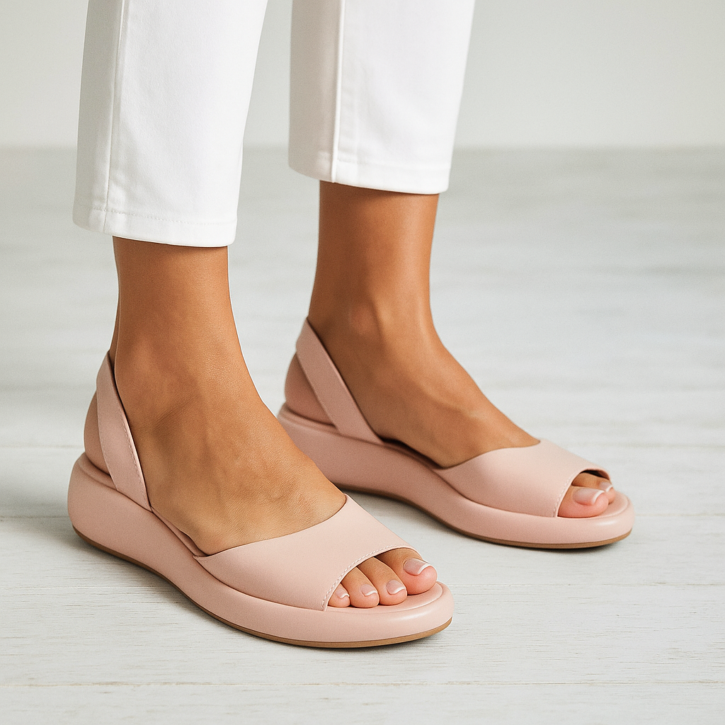 White comfortable women's open toe sandals, non-slip design for casual summer walking.