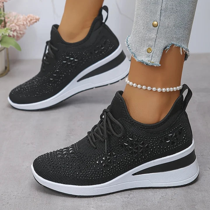 Front view of women's supportive orthopaedic walking shoes for ultimate comfort.