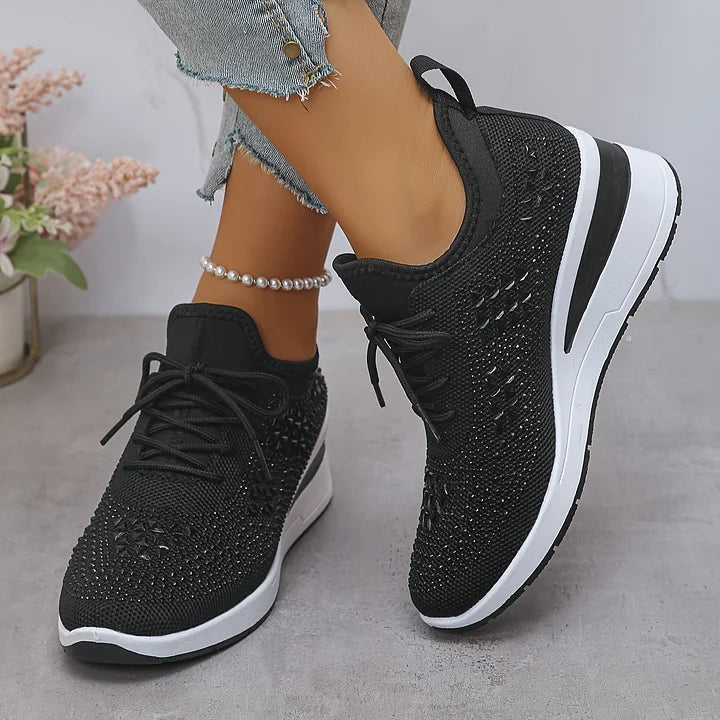 Side profile of women's ergonomic walking shoes, ideal for foot health.