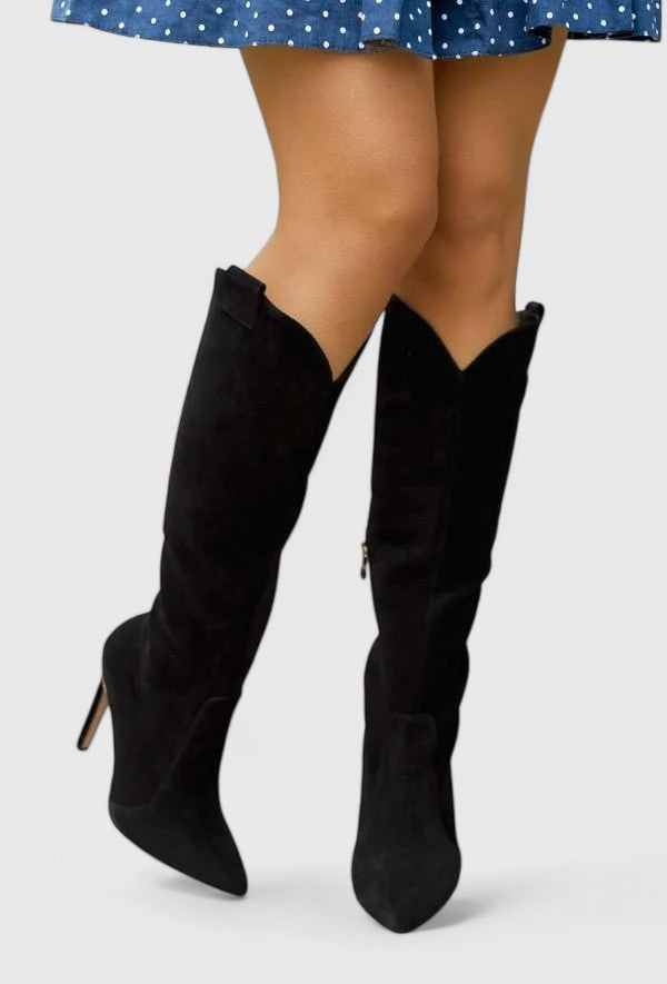 Stylish black women's orthopedic ankle boots with a pointed toe and convenient side zipper.