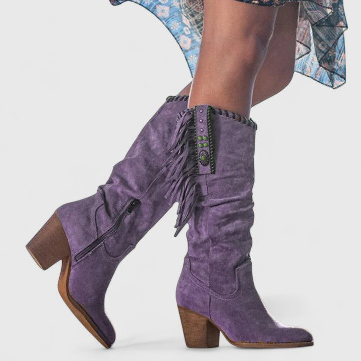 Blue women's comfort boots with orthopedic arch support, ideal for all-day wear and walking.