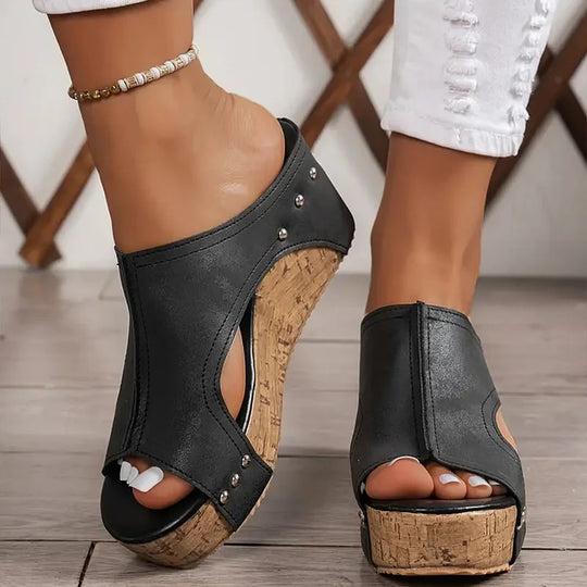 Stylish open-toe wedge sandals for women, perfect casual summer footwear with comfort.