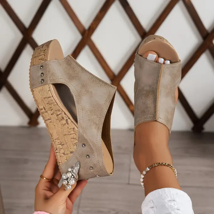 Women's comfortable orthopedic open-toe wedge sandals, ideal for summer casual wear.