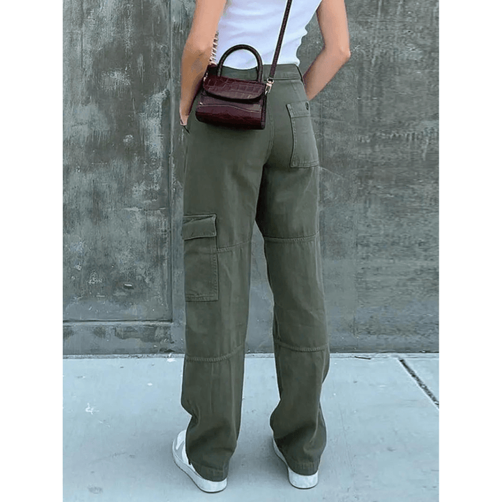 Fashion-forward women's utility cargo trousers, offering comfort and modern style.