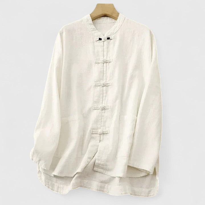 Versatile women's casual elegant shirt, breathable for summer, featuring knot closure & relaxed fit.