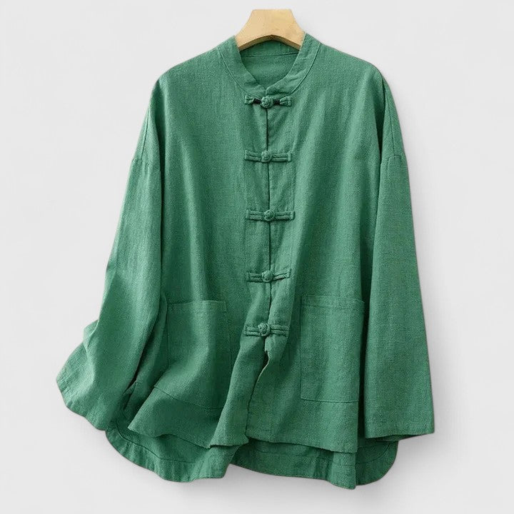 Fashionable & comfortable women's shirt, relaxed fit with knot closure. Elegant breathable summer top.