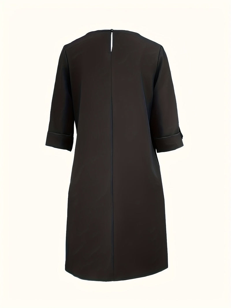 Comfortable women's round neck midi dress, great for effortless everyday style and versatile summer fashion.
