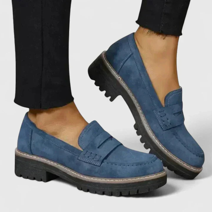 Pink women's orthopaedic loafers, designed for comfort & arch support, great for everyday casual wear.