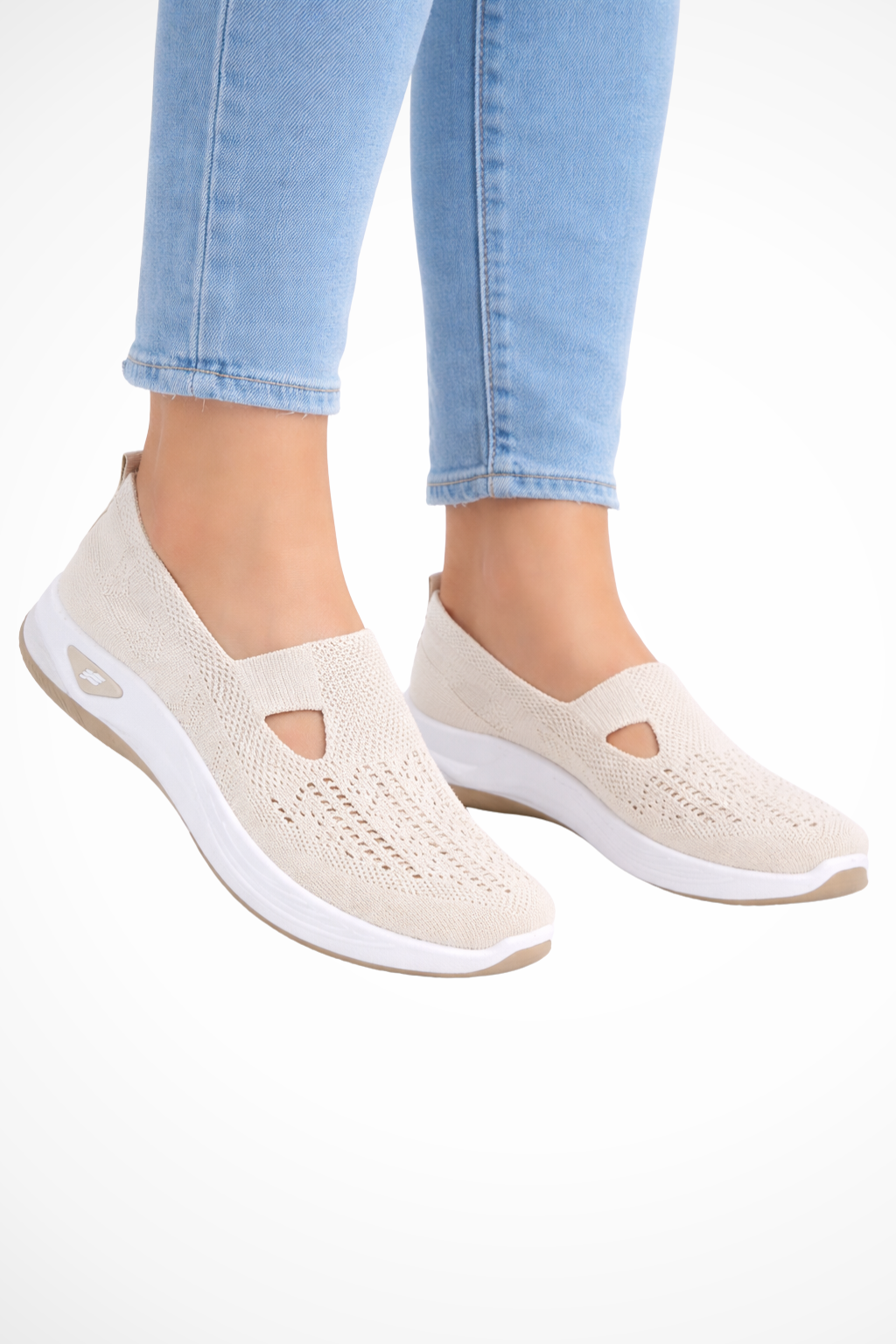 Breathable women's slip-on trainers, perfect comfortable footwear for summer and everyday wear.