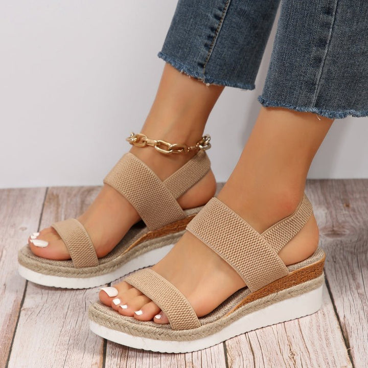 Stylish slip-on platform sandals for women's casual wear.