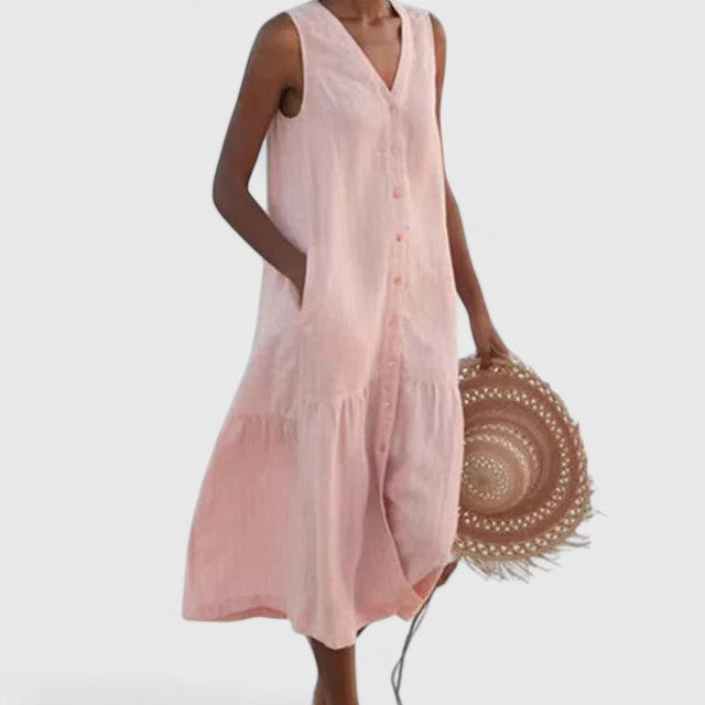 Chic women's summer maxi dress with a flowy design, offering all-day comfort for any occasion.