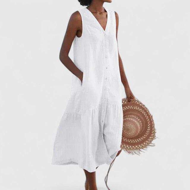 Lightweight women's beach maxi dress, comfortable and elegant for summer vacations & daily wear.