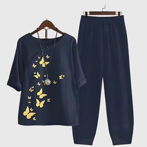 Women's comfortable two-piece lounge set. Relaxed fit top & pants for ultimate comfort.