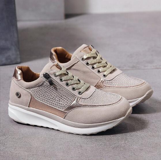 Women's comfortable walking shoes with practical side zipper, ideal for everyday casual wear.