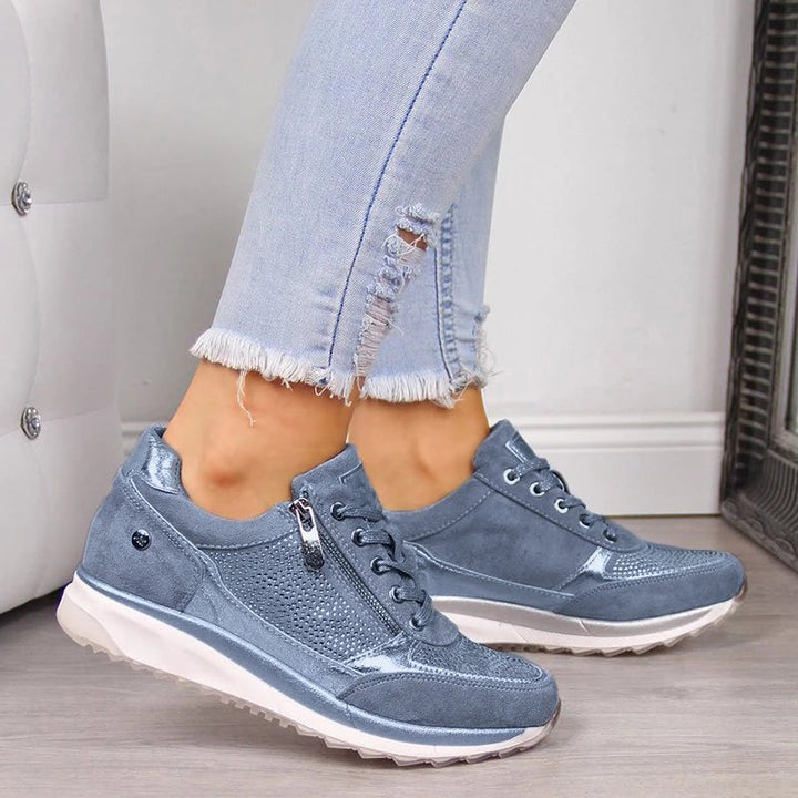 Everyday women's comfort walking shoes, slip-on design with side zipper for easy, versatile footwear.