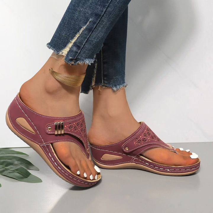 Supportive wedge sandals for women, featuring arch support & comfortable design for long walks.