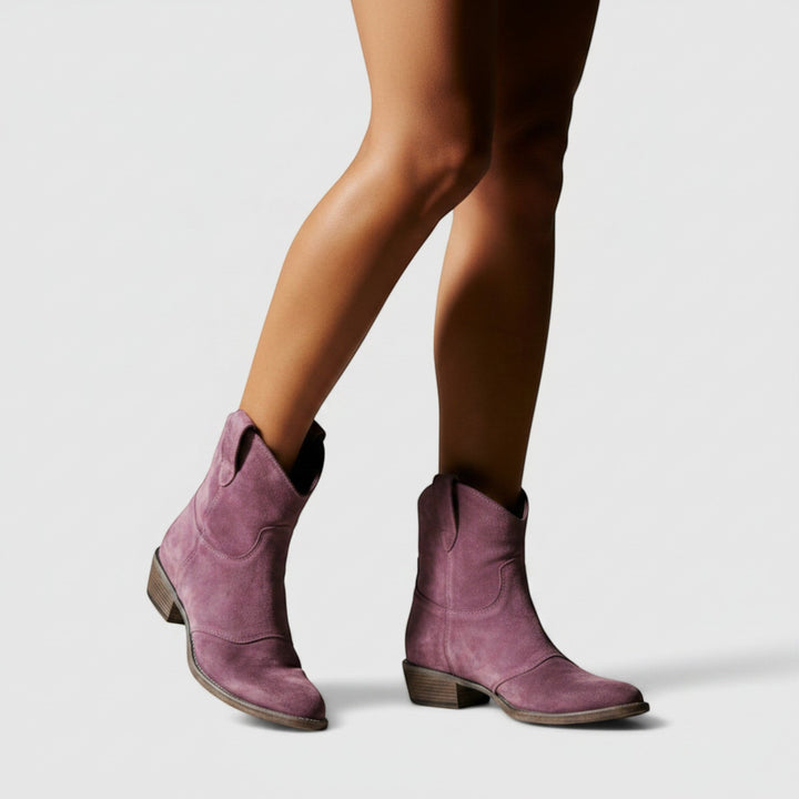 Women's comfortable western ankle boots, stylish and versatile for everyday wear.