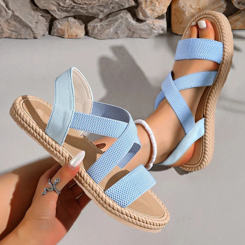 Holiday-ready women's espadrille sandals, comfortable, with woven texture and a durable braided sole.