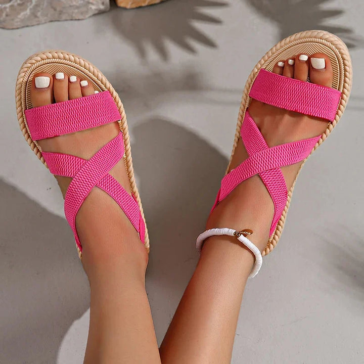 Durable women's espadrille sandals for casual wear, with a woven upper, elastic fit, and braided platform sole.