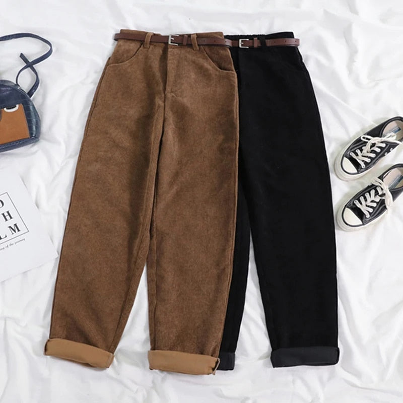Women's Corduroy Trousers - High Waist, Relaxed Fit